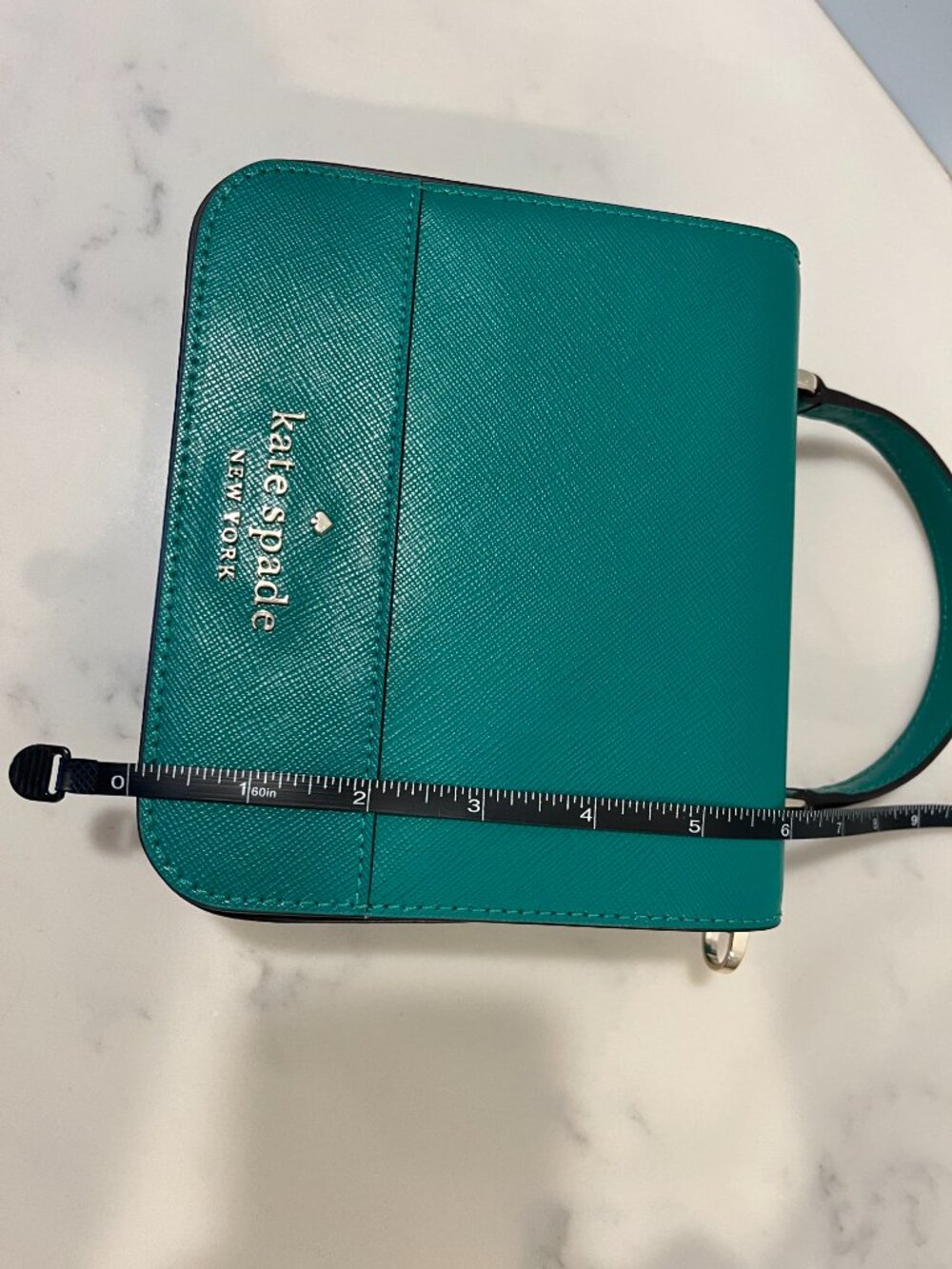 💚👜 Kate Spade Staci Square Crossbody Saffiano Leather | Wintergreen - Picture 3 of 9